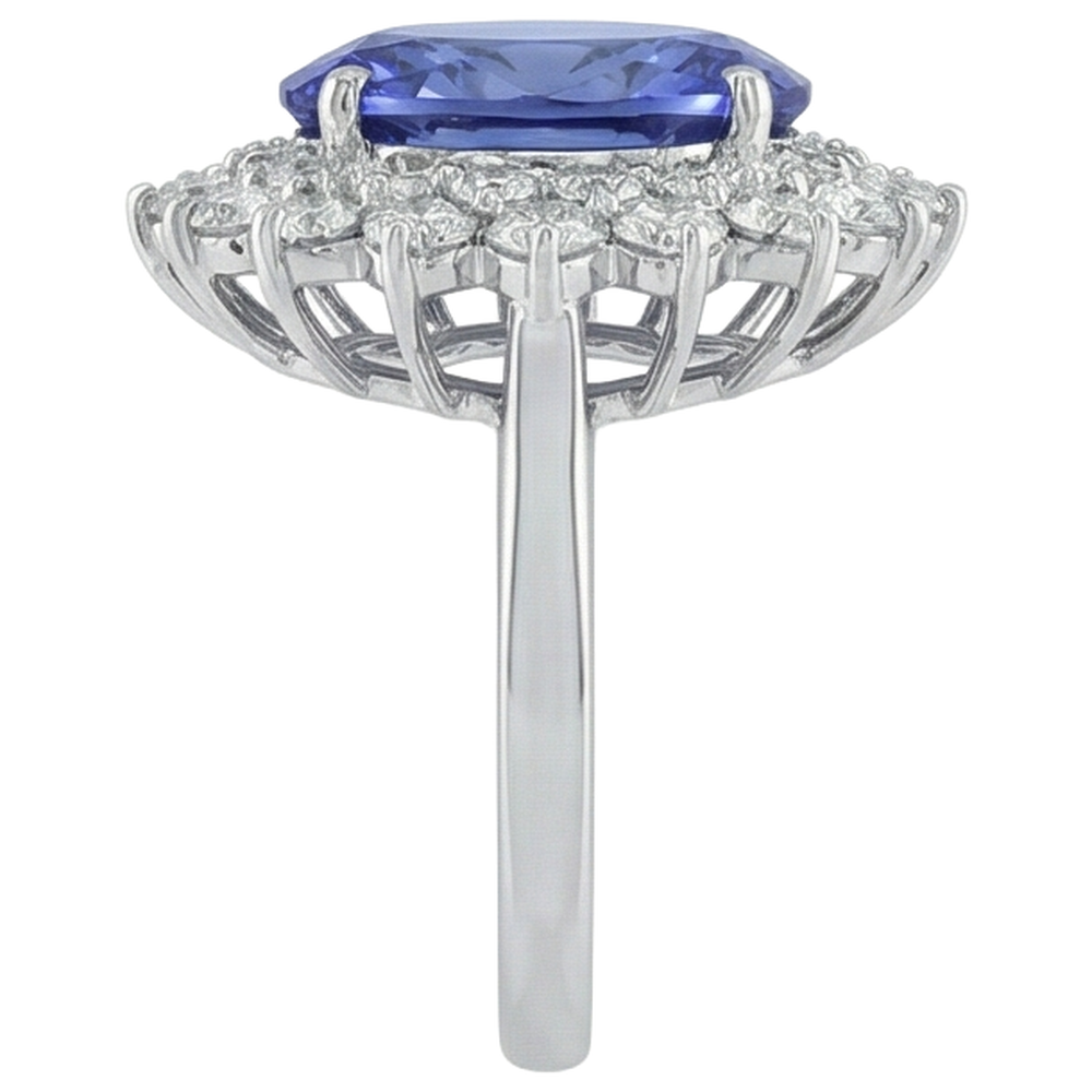vero round tanzanite 6.75carati anello su bianco