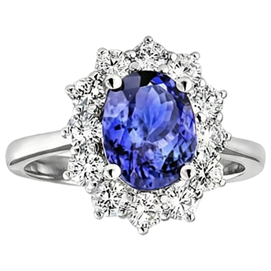 Tanzanite Diamond Ring Flower Style Lady Gioielli in oro 2 carati