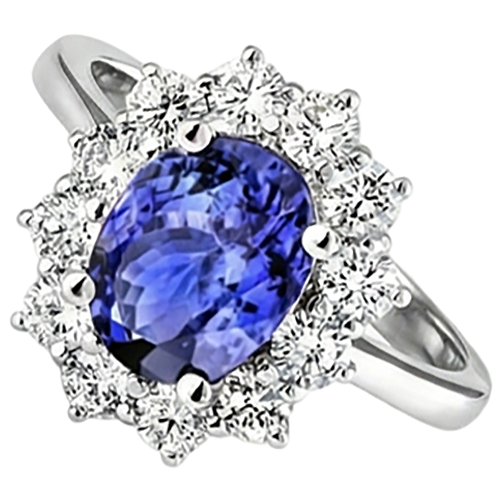 Tanzanite Diamond Ring Flower Style Lady Gioielli in oro 2 carati