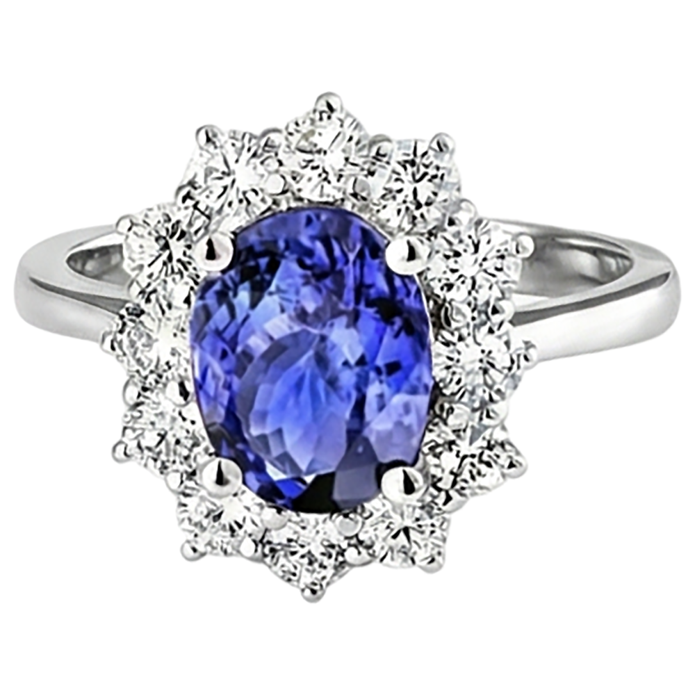 Tanzanite Diamond Ring Flower Style Lady Gioielli in oro 2 carati