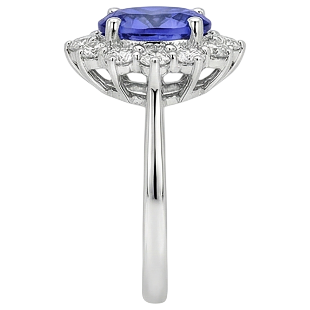 Tanzanite Diamond Ring Flower Style Lady Gioielli in oro 2 carati