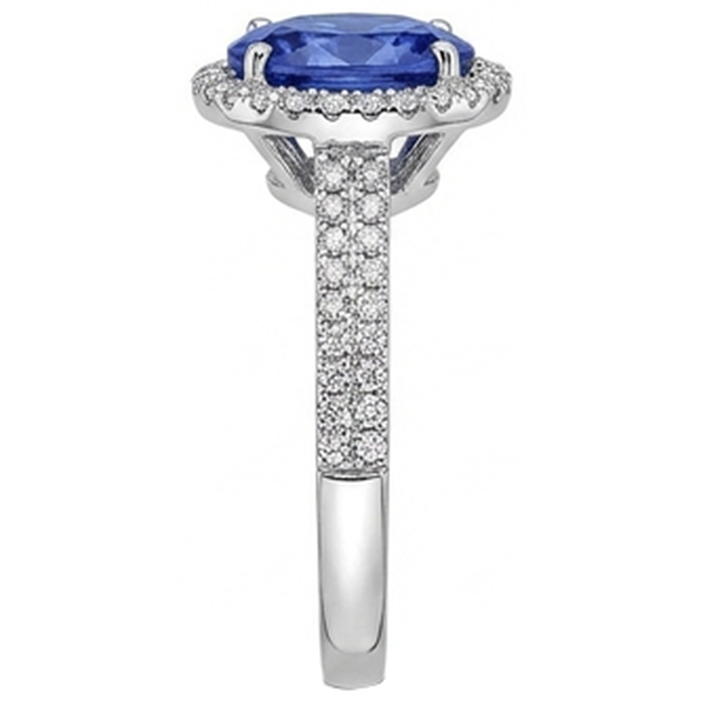 Tanzanite Ovale E Diamanti Naturali Autentici ( non creati in laboratorio ) Rotondi 5.25 Carati Anello Pave Diamanti Naturali Autentici ( non creati in laboratorio ) Novità