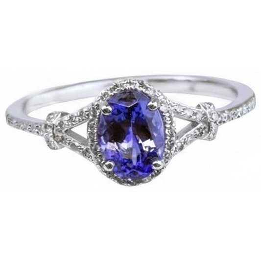 vero round tanzanite 3.60carati fede eternity angolo laterale