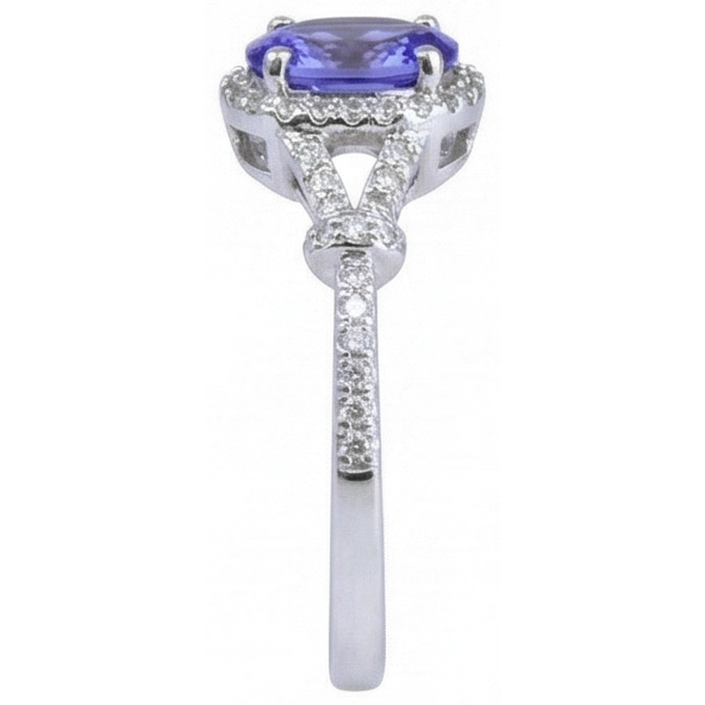 vero round tanzanite 3.60carati fede eternity vista di profilo