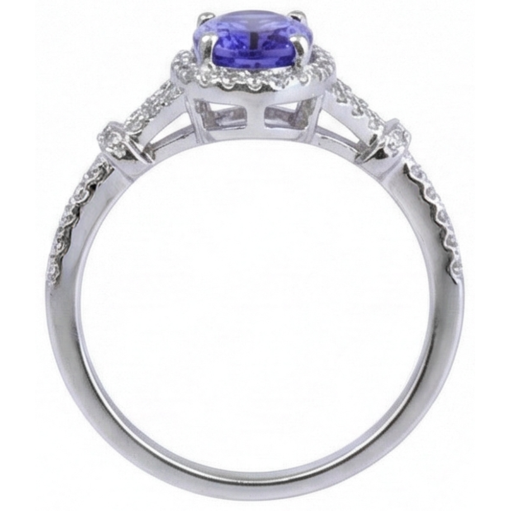 vero round tanzanite 3.60carati fede eternity su bianco