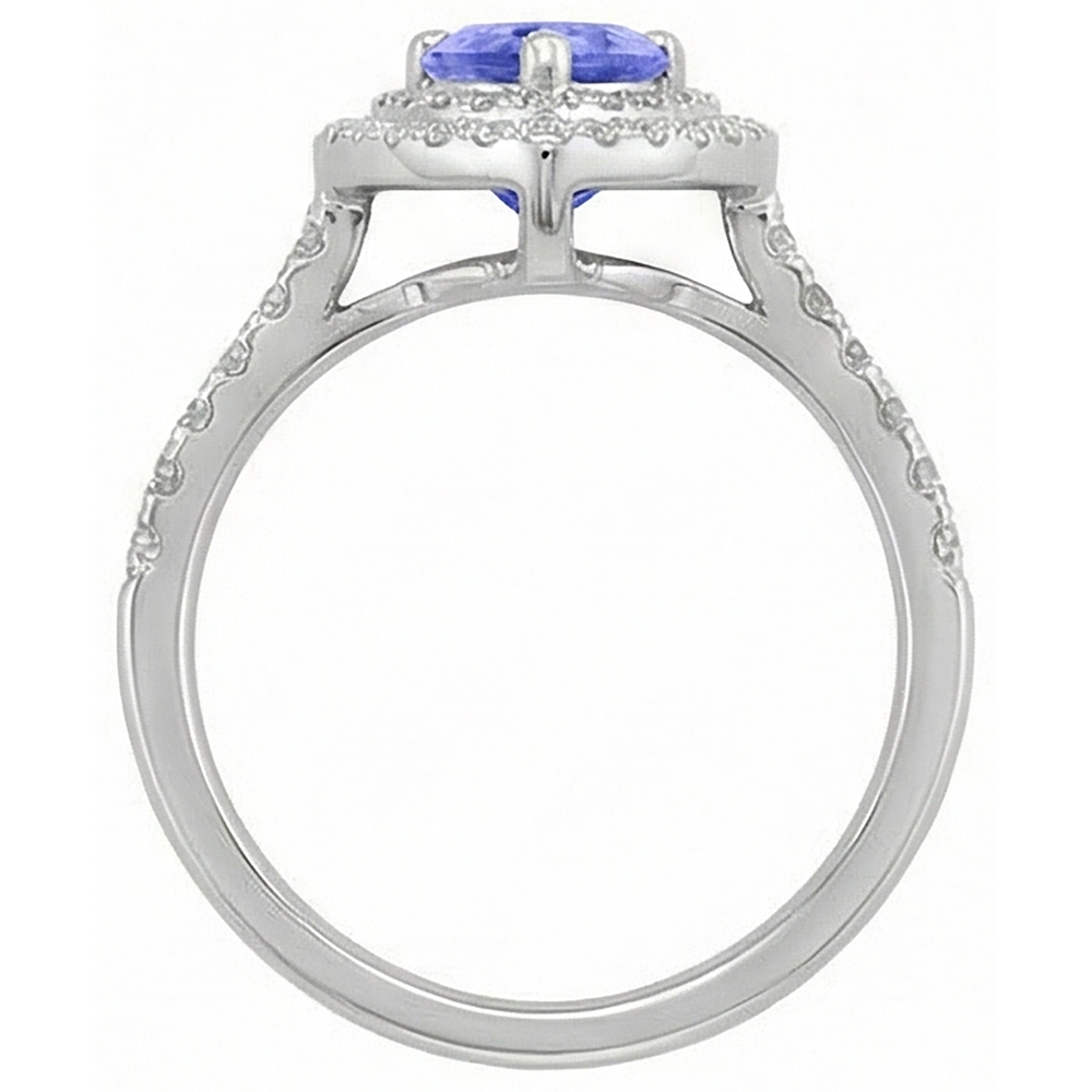 vero round tanzanite 5.25carati fede eternity su bianco