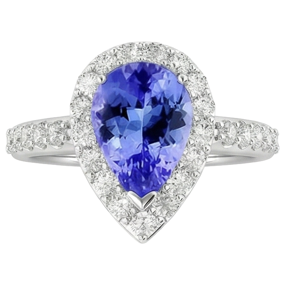 vero round tanzanite 3.95carati anello angolo laterale