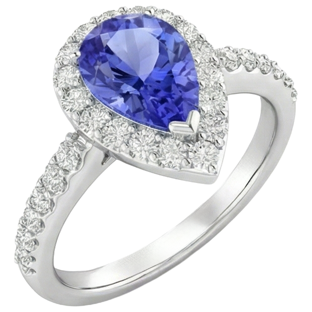 vero round tanzanite 3.95carati anello dettaglio ravvicinato
