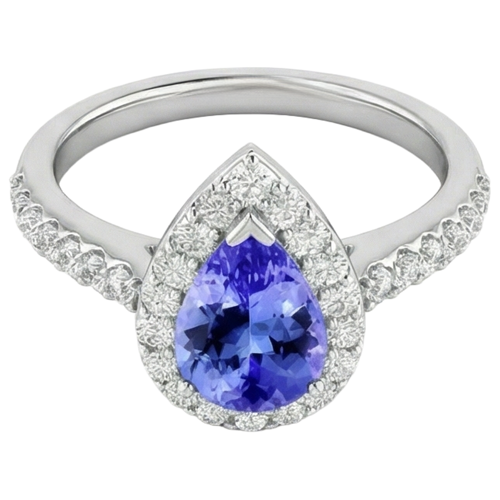 vero round tanzanite 3.95carati anello vista dall'alto