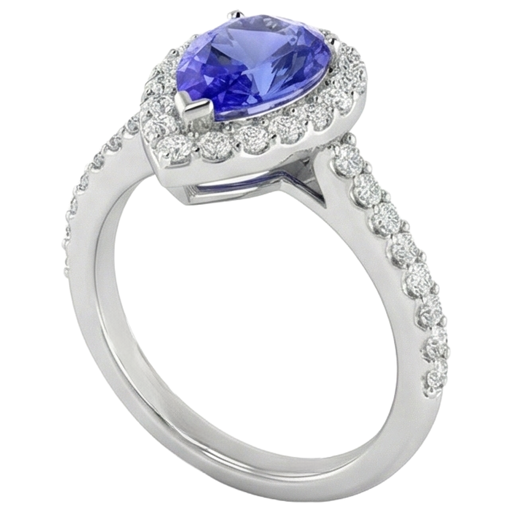 vero round tanzanite 3.95carati anello vista di profilo