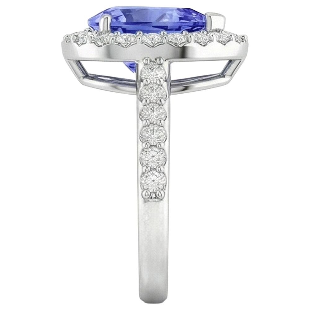 vero round tanzanite 3.95carati anello su bianco