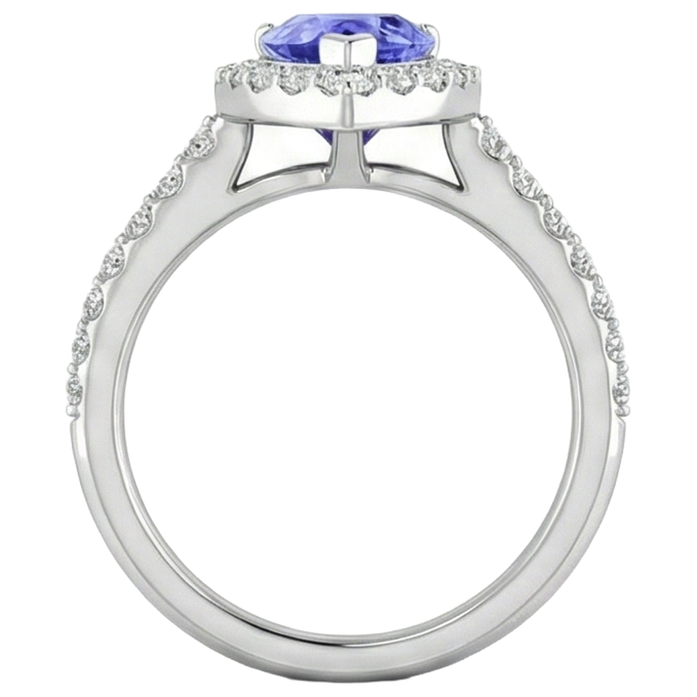 vero round tanzanite 3.95carati anello con accenti diamanti