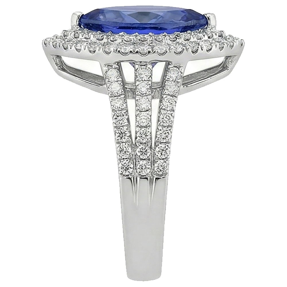 Tanzanite blu marchesa con accento diamante anello 5.50 carati WG 14K