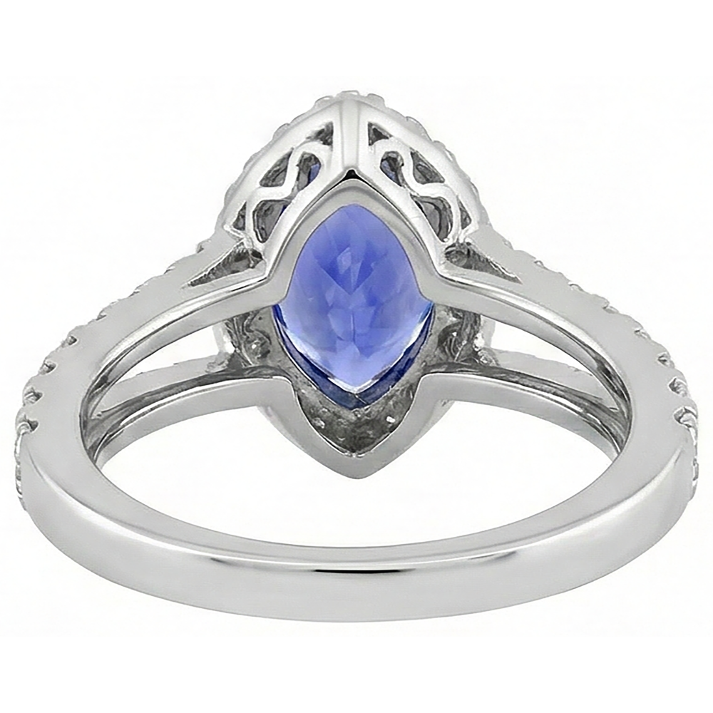 Tanzanite blu taglio pera da 3.25 ct con anello in oro da donna con diamanti