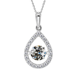 Cuscino Antico Brillante Pendente in Oro Bianco 14K – 1,50 carati