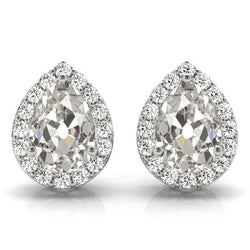 Orecchini a Lobo Oro Bianco 14K – Brillante Cuscino Antico 8,25