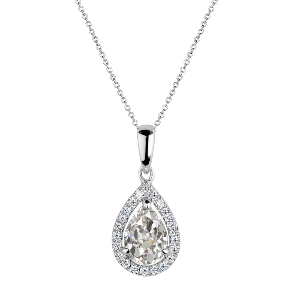 Diamante Fine Pendente a Goccia 1,50 carati Oro Bianco 14K – vista principale