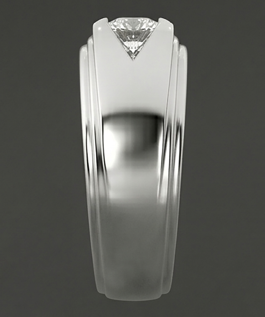 Tendenza Anello da Uomo Vero Rotondo Diamante Solitario