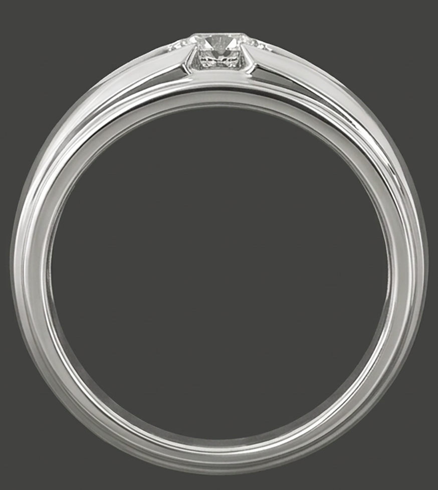 Tendenza Anello da Uomo Vero Rotondo Diamante Solitario