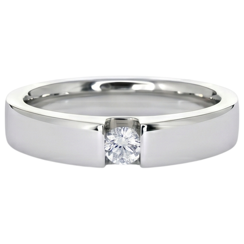 Tension Set Anello da uomo con diamante rotondo Promise. 0.50 carati. gioielli