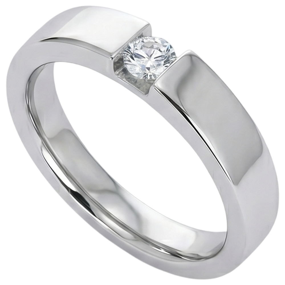 Tension Set Anello da uomo con diamante rotondo Promise. 0.50 carati. gioielli