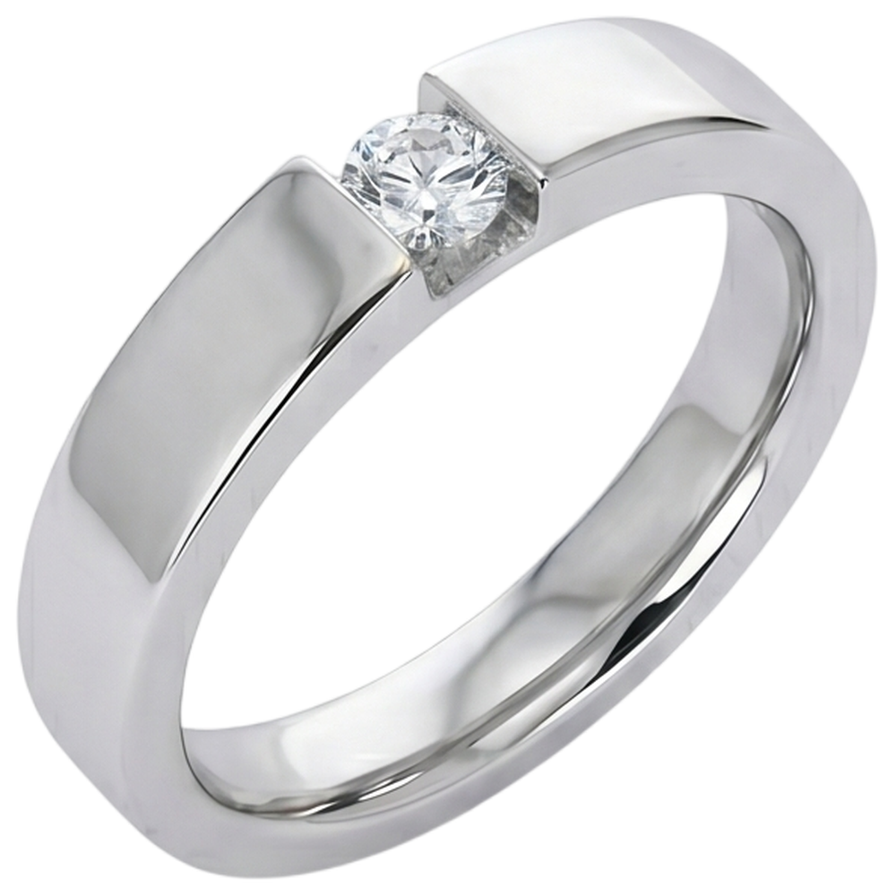 Tension Set Anello da uomo con diamante rotondo Promise. 0.50 carati. gioielli