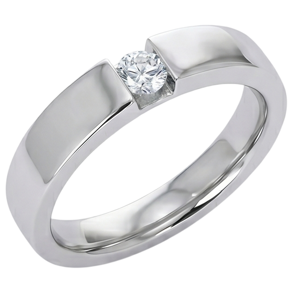 Tension Set Anello da uomo con diamante rotondo Promise. 0.50 carati. gioielli