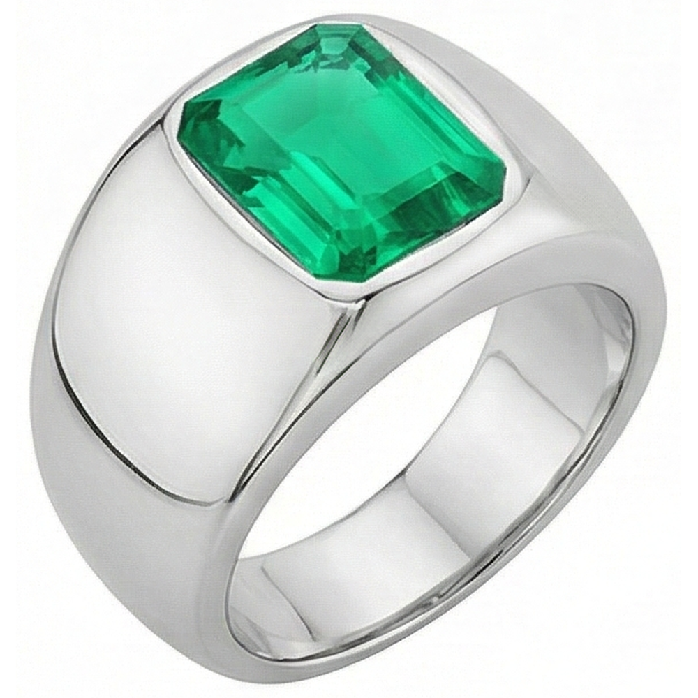 Su misura Smeraldo Fine Anello Pietra Colorata 2 carati – vista frontale