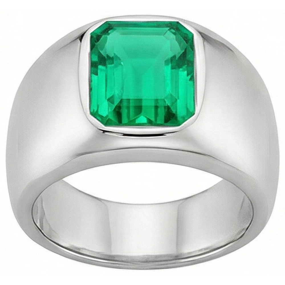 Smeraldo Fine Anello Pietra Colorata 2 carati Oro Bianco 14K – vista laterale