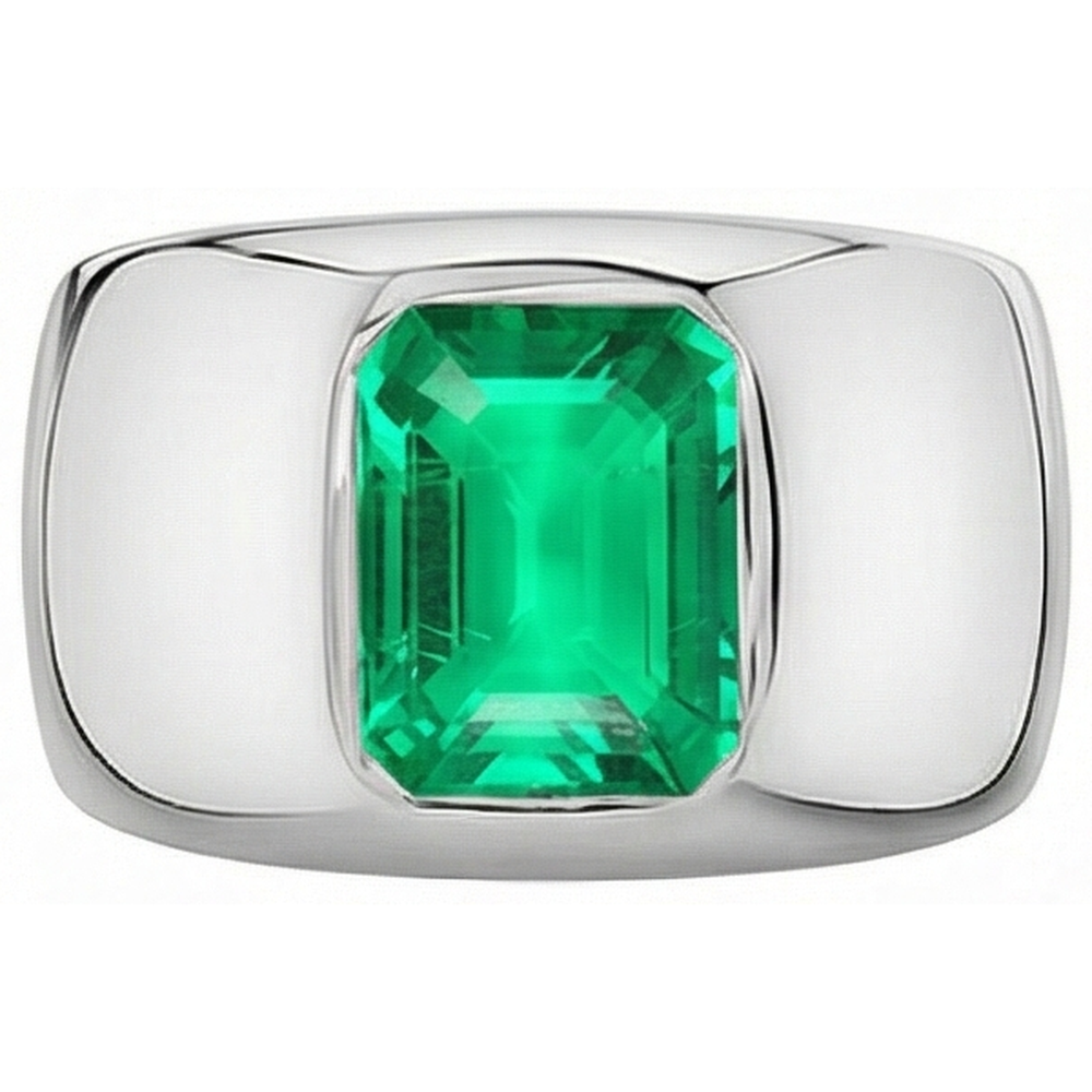 Smeraldo Fine Anello Pietra Colorata 2 carati Oro Bianco 14K – vista angolare