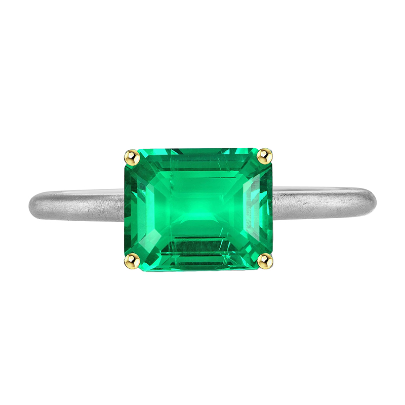 Anello con Gemma Oro Due Toni 14K con Smeraldo Colombiano – vista principale