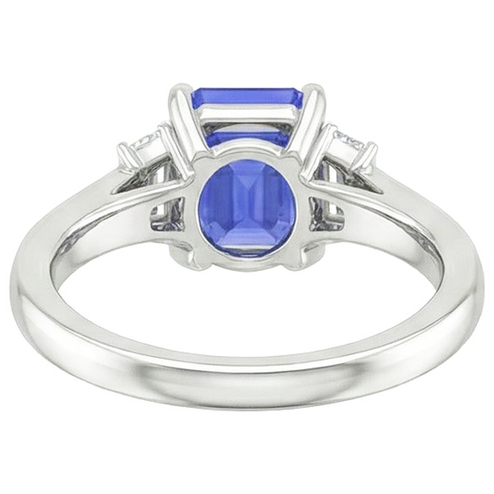 Anello con Pietra Preziosa Oro Bianco 14K con Zaffiro Blu Fiordaliso – vista dall'alto