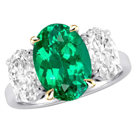 Smeraldo Anello Pietra Colorata 4-carati Oro 14 Carati Bicolore – vista principale