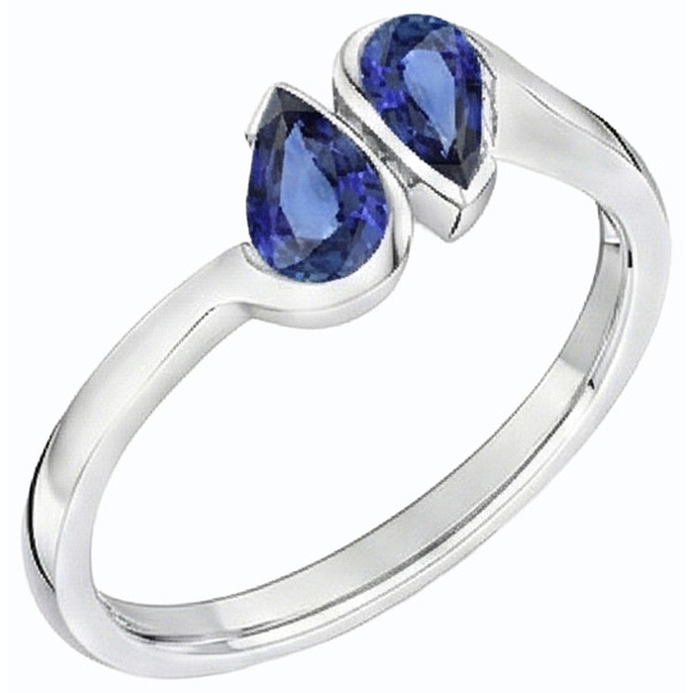 Toi et Moi Anello Anniversario con Zaffiro Blu 2 Gioielli in Pietra 2 Carati
