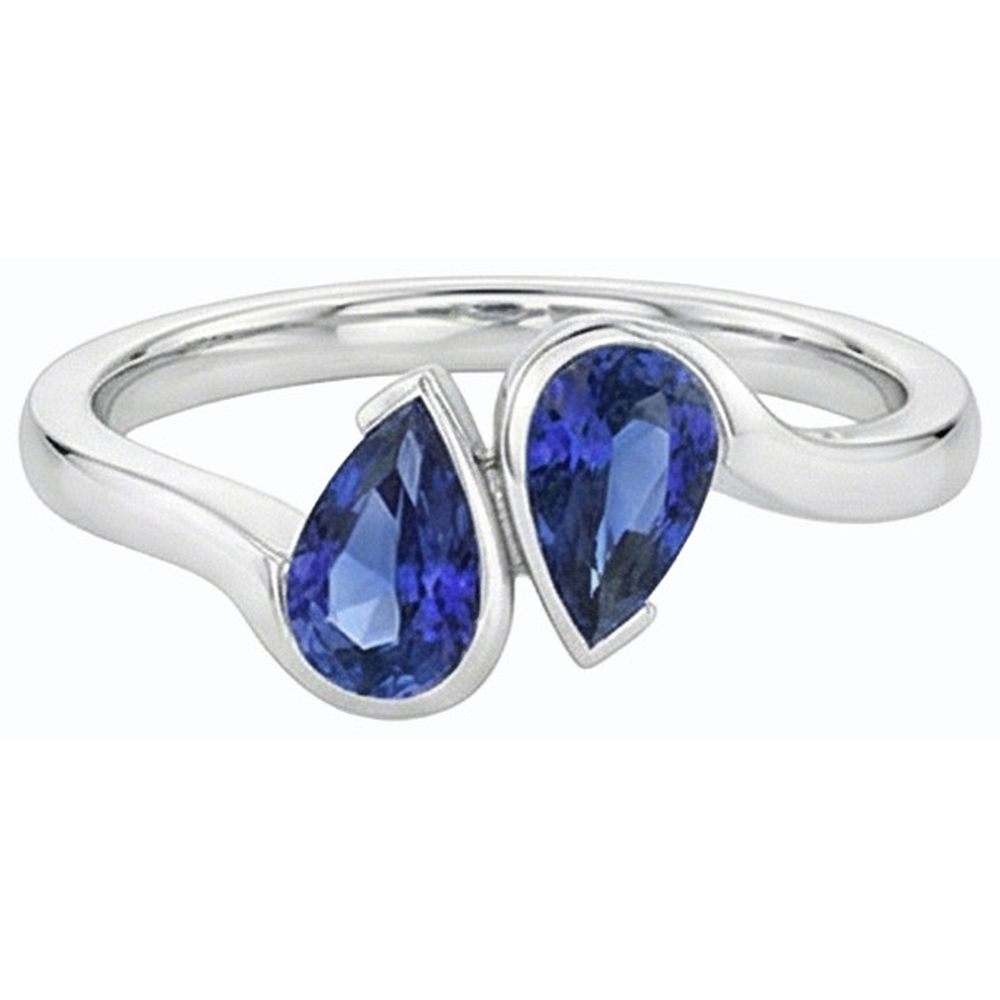 Toi et Moi Anello Anniversario con Zaffiro Blu 2 Gioielli in Pietra 2 Carati
