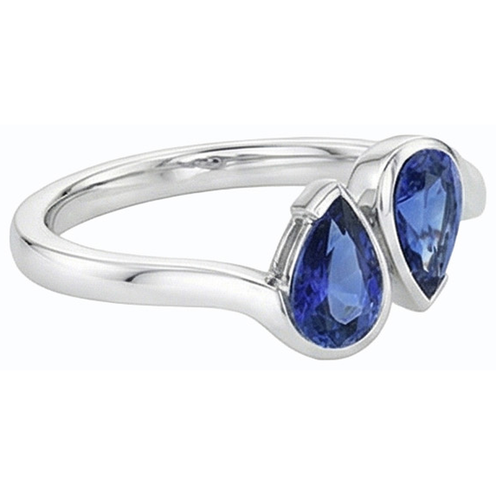 Toi et Moi Anello Anniversario con Zaffiro Blu 2 Gioielli in Pietra 2 Carati