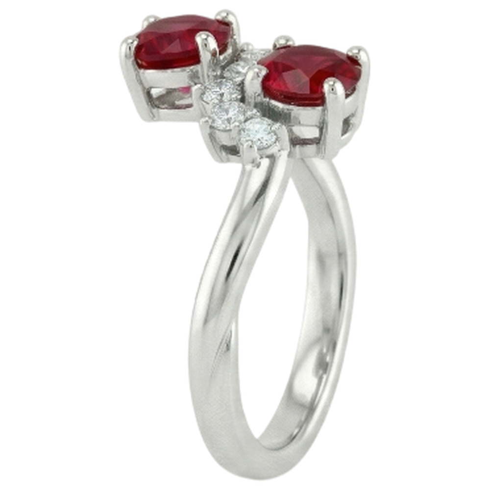 Toi et Moi Anello con diamanti e rubini 1.18 carati Gioielli da donna in oro bianco 14K