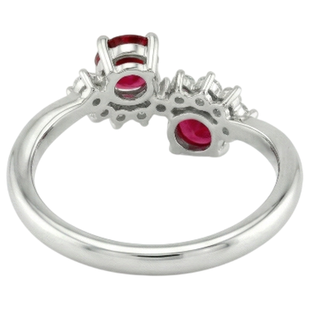 Toi et Moi Anello con diamanti e rubini 1.18 carati Gioielli da donna in oro bianco 14K
