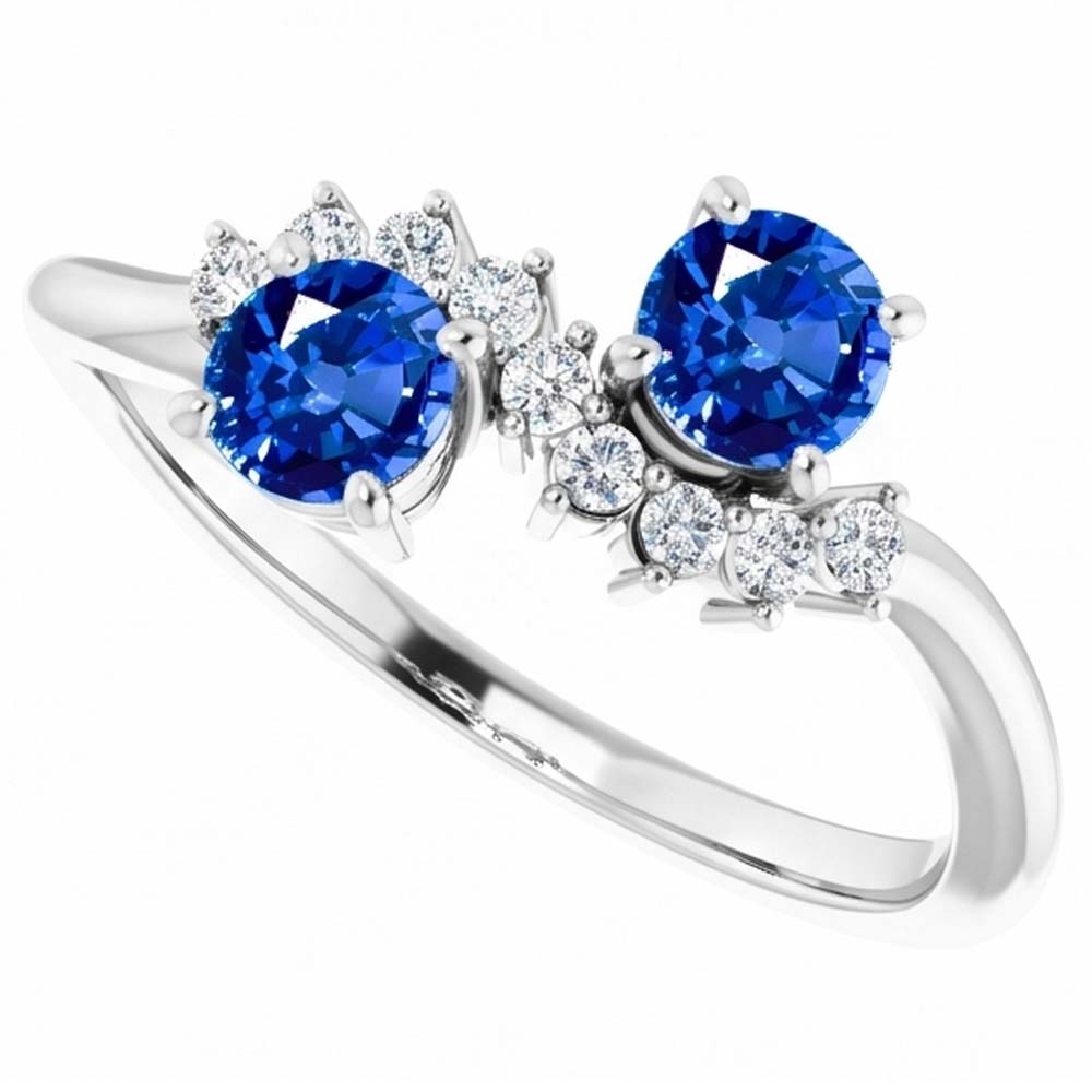 Toi et Moi Diamond Ring 1.18 Carati Zaffiro di Ceylon Gioielli da donna 14K