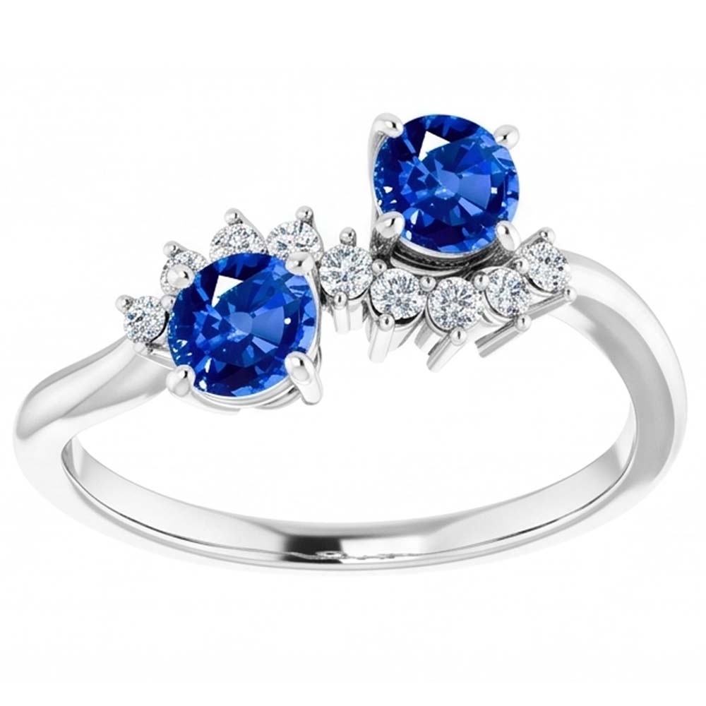 Toi et Moi Diamond Ring 1.18 Carati Zaffiro di Ceylon Gioielli da donna 14K