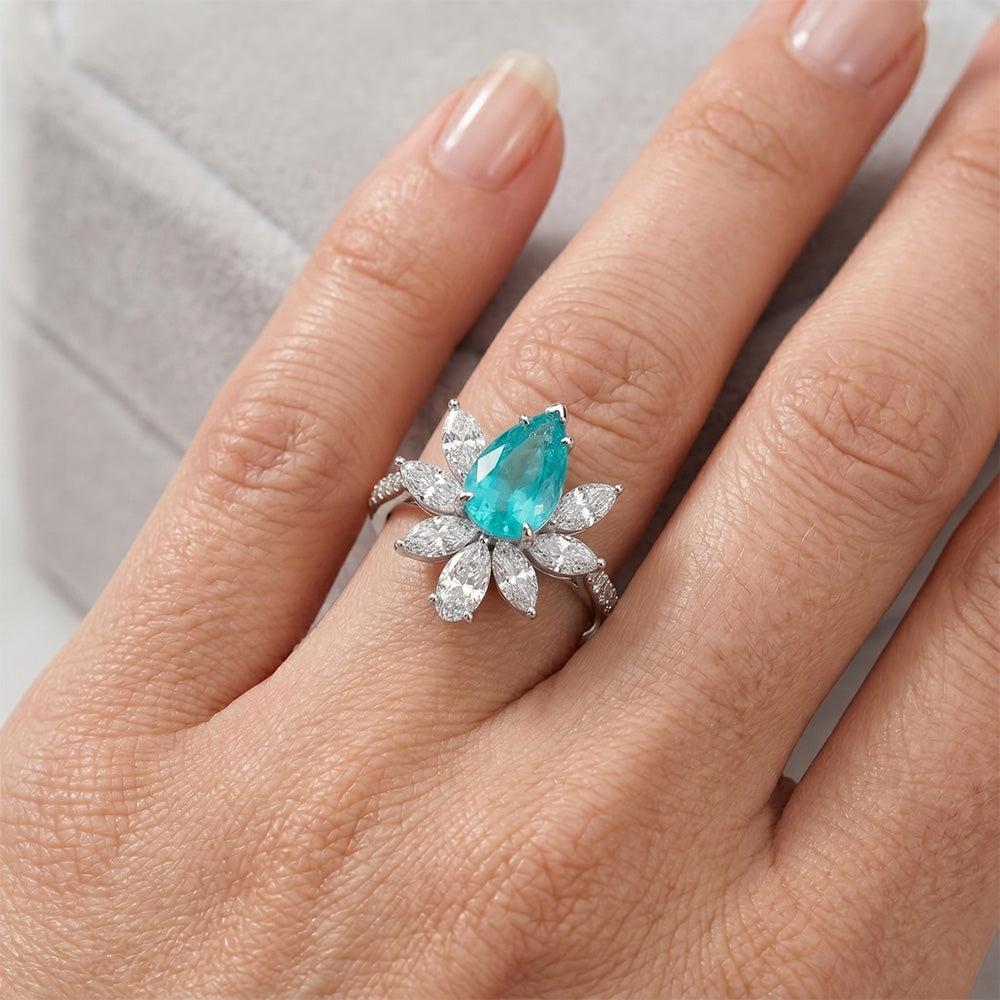 Tormalina Paraiba Solitario con Pietre Laterali – Purezza VVS