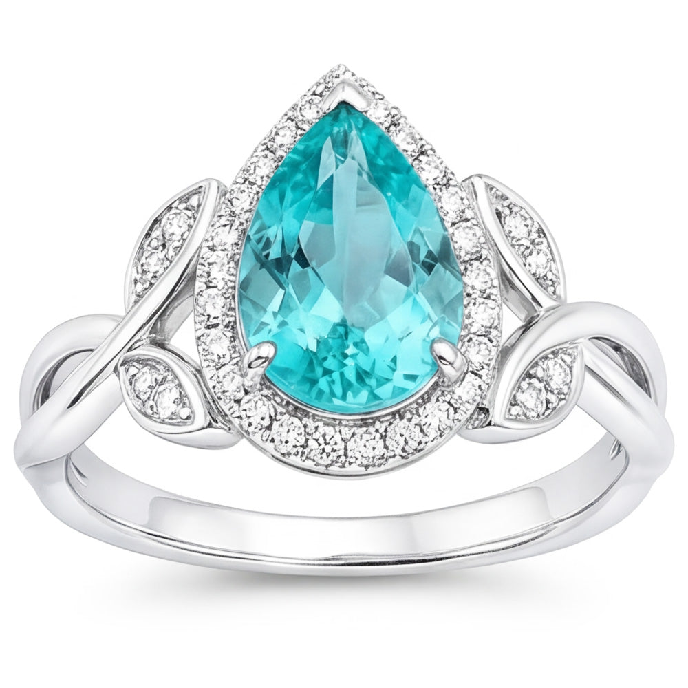Tormalina Paraiba VVS Anello di Fidanzamento Halo – 3,25 carati