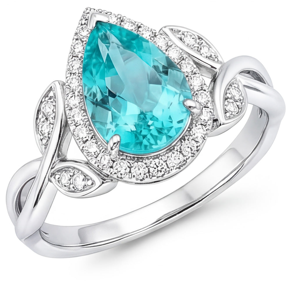 Tormalina Paraiba VVS Anello di Fidanzamento Halo – 3,25 carati