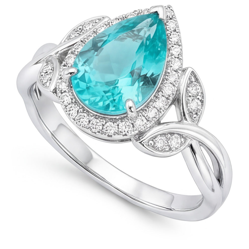Tormalina Paraiba VVS Anello di Fidanzamento Halo – 3,25 carati
