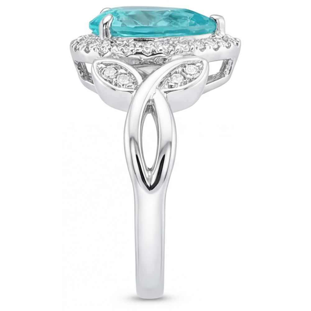 Tormalina Paraiba VVS Anello di Fidanzamento Halo – 3,25 carati