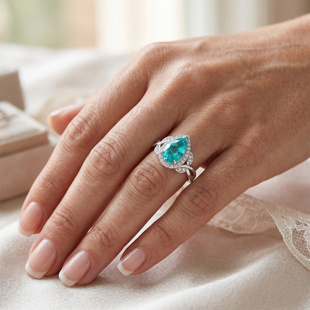 Tormalina Paraiba VVS Anello di Fidanzamento Halo – 3,25 carati