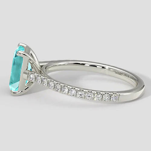Tormalina Paraiba bluastra con fascia di diamanti