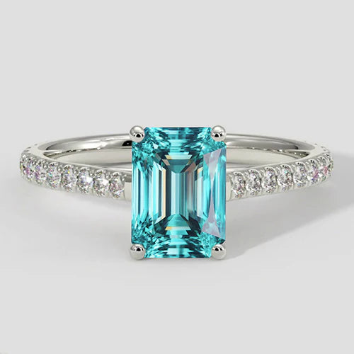 Tormalina Paraiba bluastra con fascia di diamanti