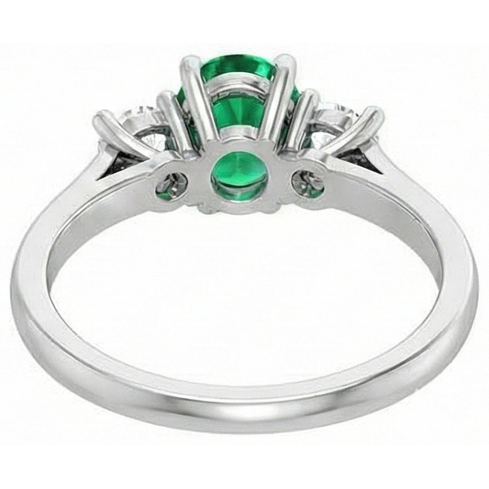 Tre pietre 10.50 carati Verde smeraldi e diamanti Fede nuziale in oro 14K