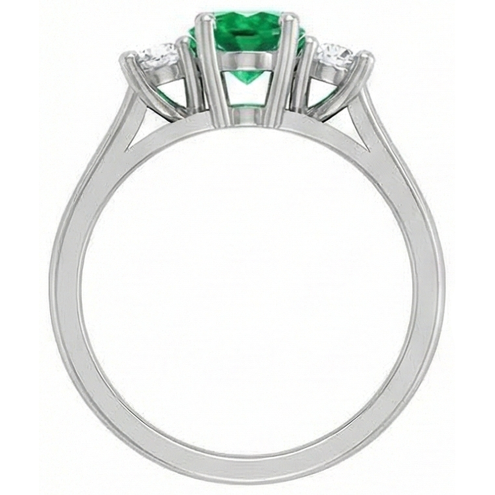 Tre pietre 10.50 carati Verde smeraldi e diamanti Fede nuziale in oro 14K